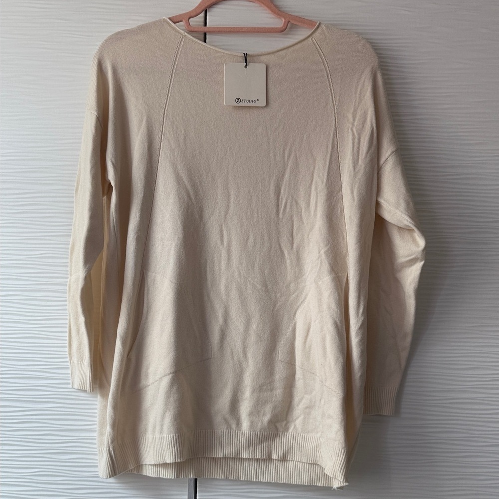 Elegant Cream Crew Neck Sweater
